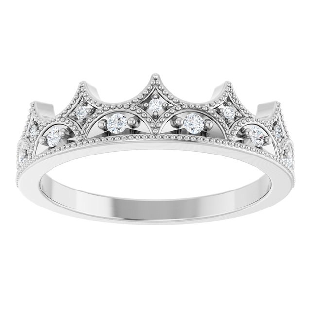 14K White 1/10 CTW Natural Diamond Crown Ring